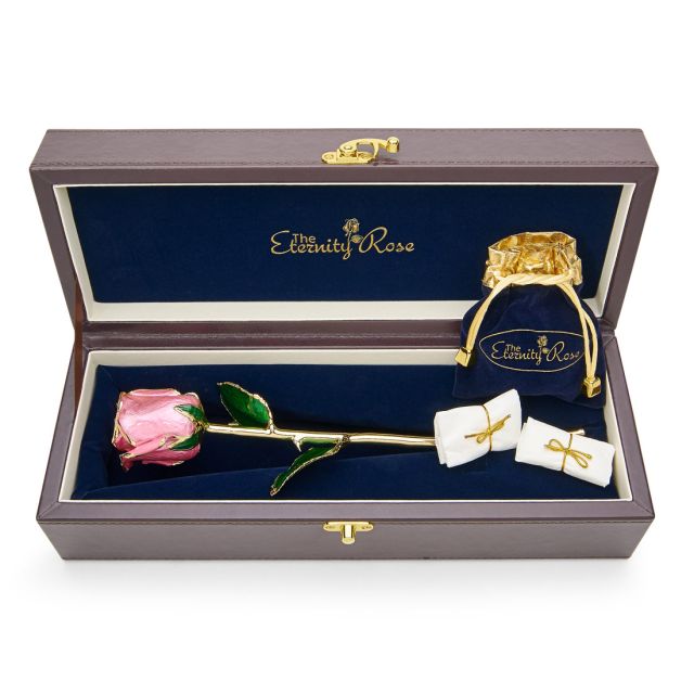 Pink Matched Set in Gold Heart Theme. Rose, Pendant & Earrings